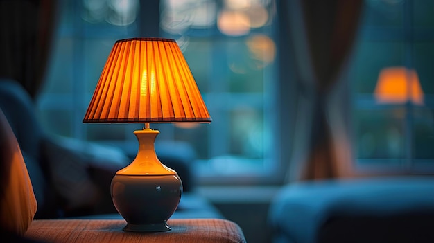 a lamp that is on a table with a lamp shade