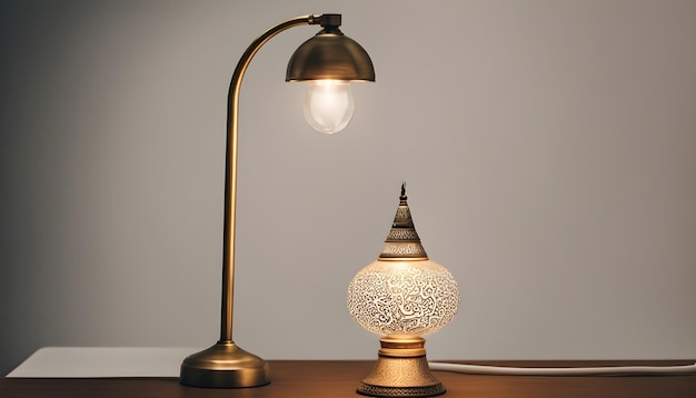 a lamp that is turned off with a white cord