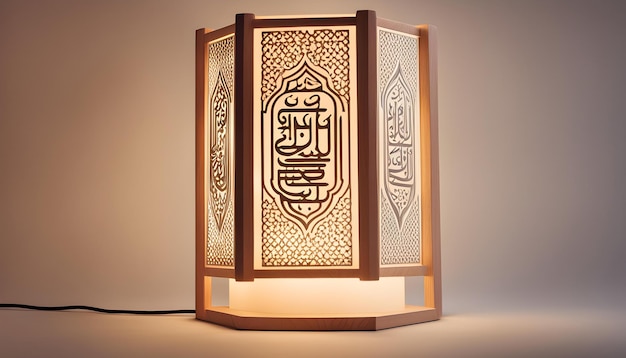 a lamp with arabic calligraphy on it