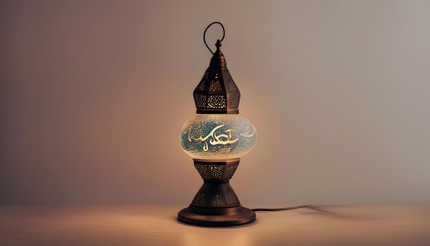 a lamp with arabic writing on it that saysarabic