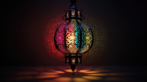 A lamp with a colorful light on it