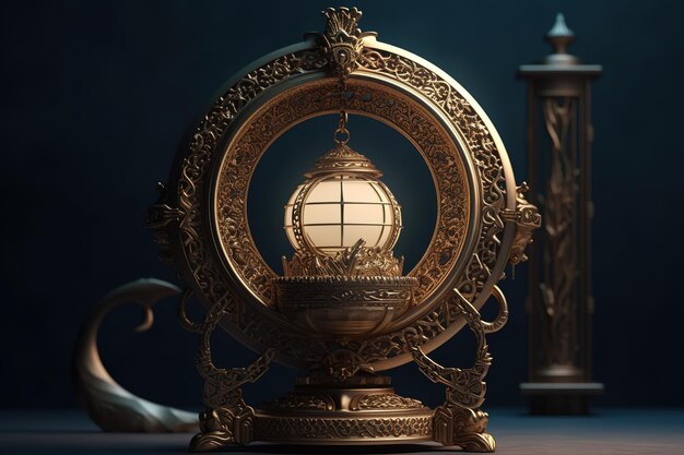 A lamp with a globe on it