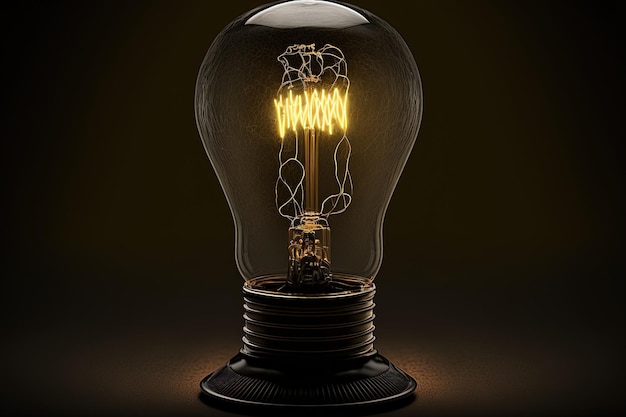 Lamp with a tungsten filament and a dark background