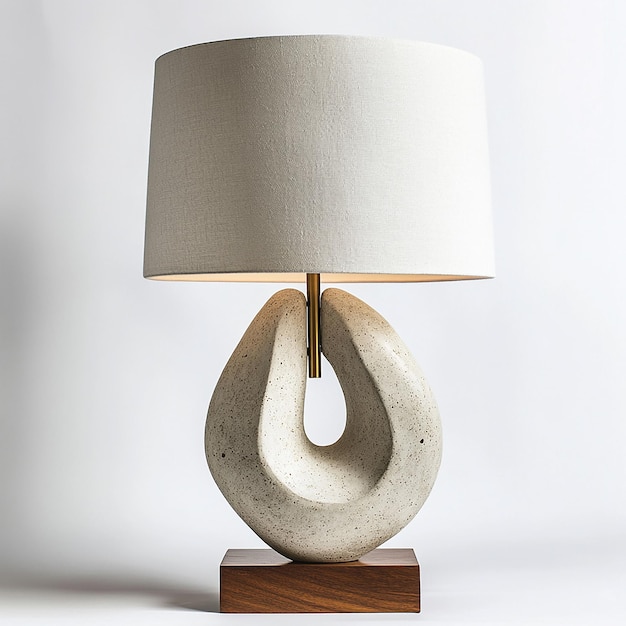 a lamp with a white shade that says quot the lamp quot