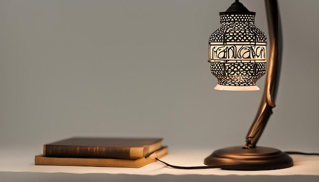 a lamp with the word  les  on it