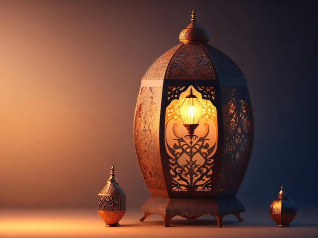 A lamp with the word ramadan on it