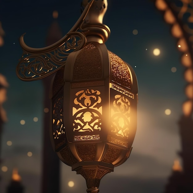 A lamp with the word ramadan on it