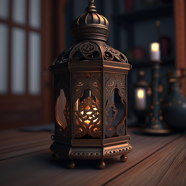 A lamp with the word ramadan on it