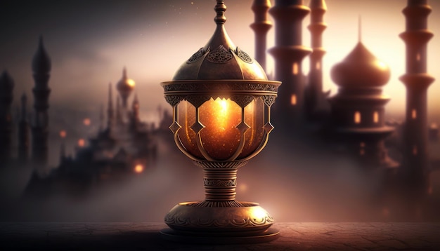 A lamp with the words eid al - fitr on it