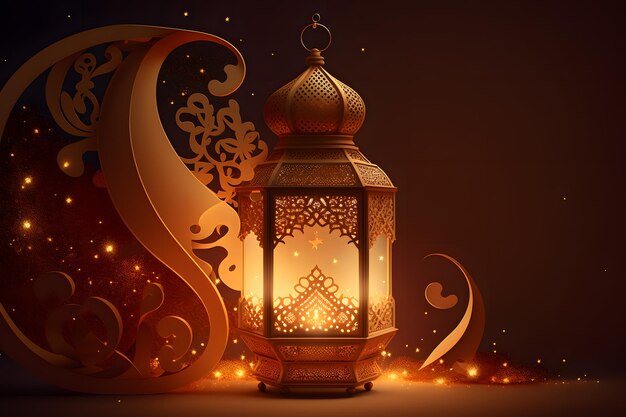 A lamp with the words ramadan on it