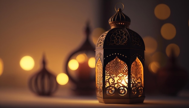 A lamp with the words ramadan on it