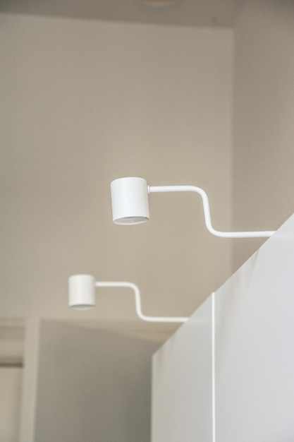 Lamps above the bookcase in living room