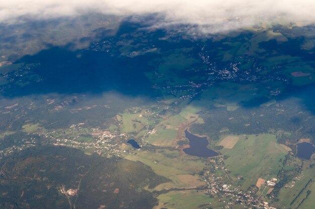 The land of the village the construction of roads the top view