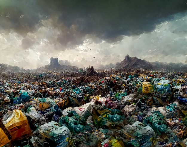 Landfill garbage waste ecology 3D rendering