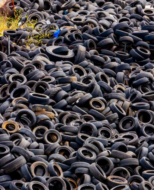 Landfill with old used tires