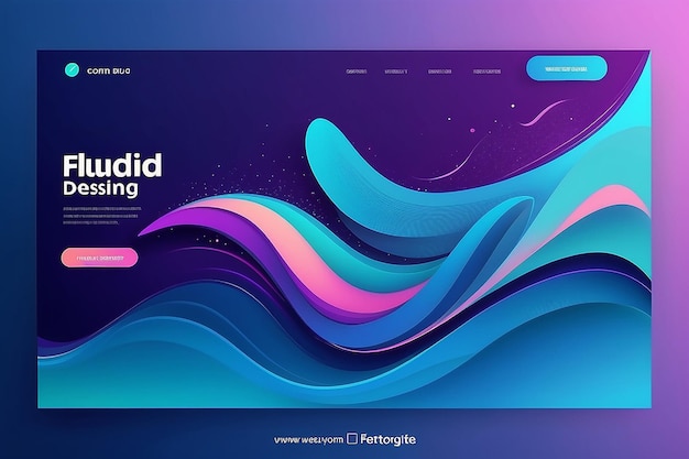 Photo landing page template fluid abstract design on blue gradient background stock illustration