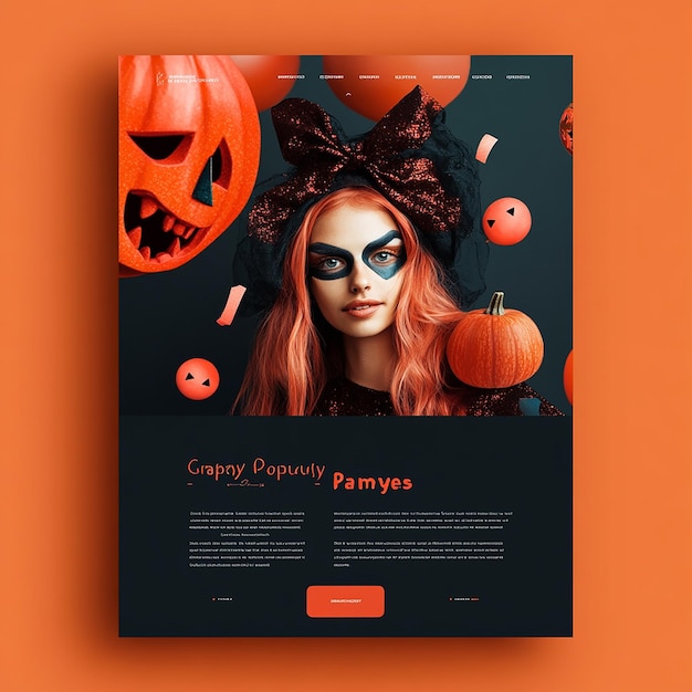 Photo landing page template layout of costume party