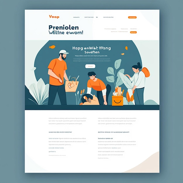 Landing page template layout of a volunteer