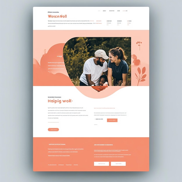 Photo landing page template layout of a volunteer