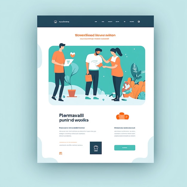 Landing page template layout of a volunteer