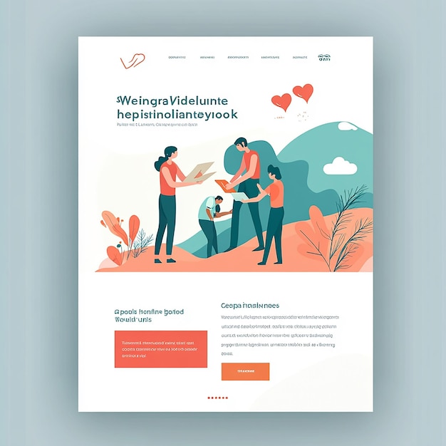 Landing page template layout of a volunteer