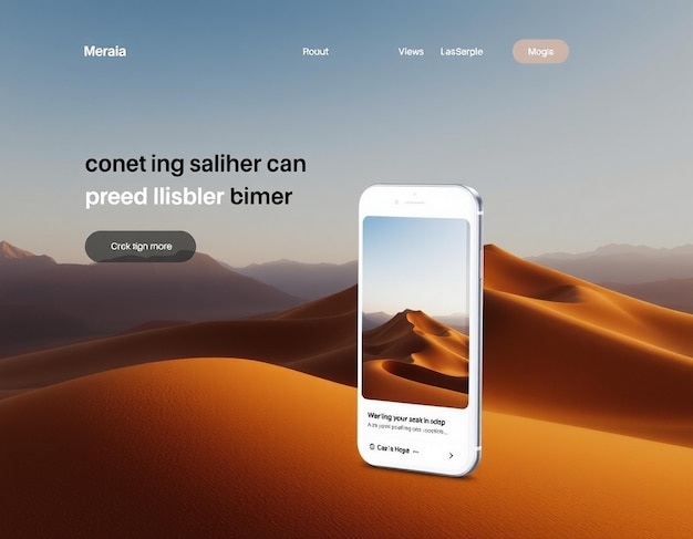 Photo landing page template with smartphone