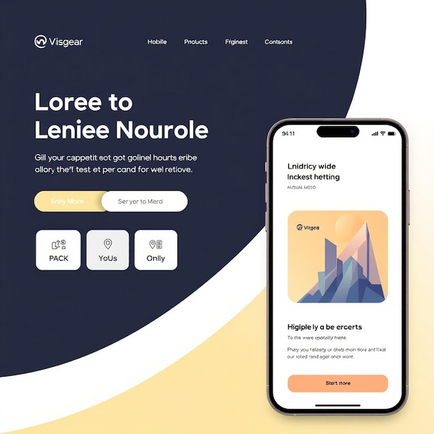 Landing page template with smartphone