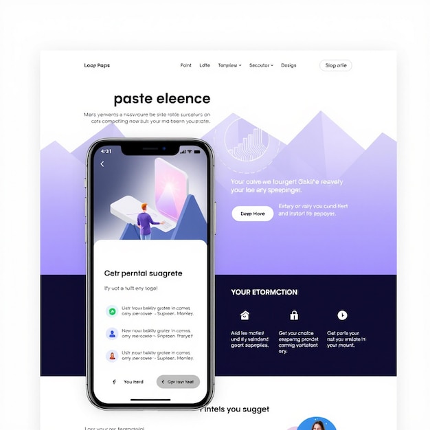 Landing page template with smartphone