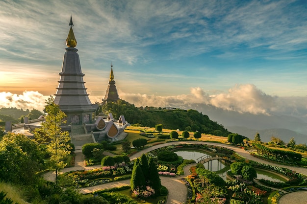 Landmark pagoda in doi Inthanon national park at Chiang mai Thailand