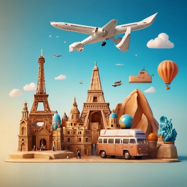 Landmarks and Balloons in a Fantasy Illustration