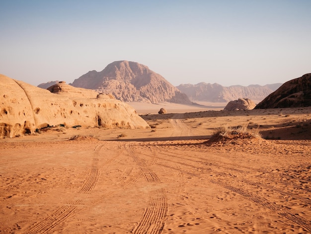 Landmarks of the Wadi Rum desert in Jordan