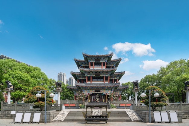 Landscape of ancient Chinese temples and buildingsxAxA