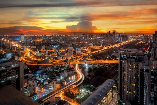 Landscape of Bangkok city at night