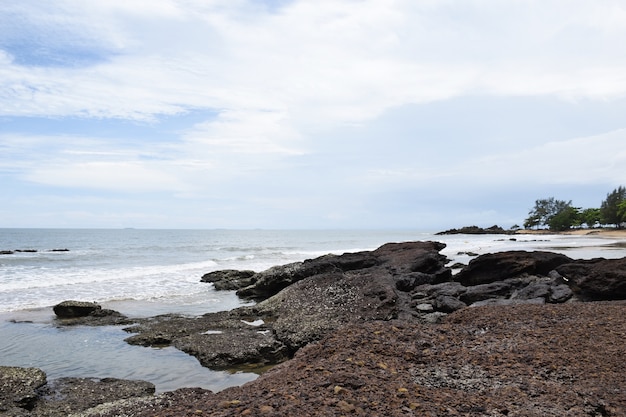 Landscape of beautiful beaches with wave and blue sky.