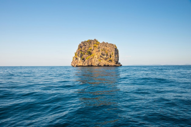 Landscape of beautiful rocky tropical island in blue sea