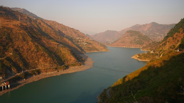 landscape of big mountains and lake Chamera Lake Dalhousie Ghatta Himachal Pradesh 176312