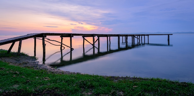 Landscape of the bridge over the sea in the morning