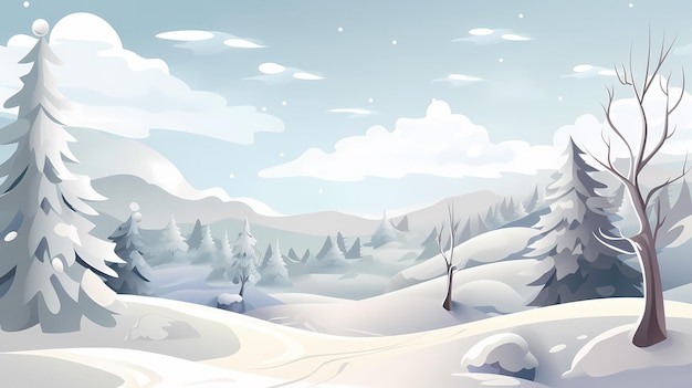 Landscape Cartoon Illustration Ai generative