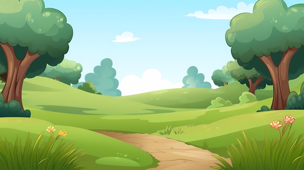 Landscape Cartoon Illustration Ai generative