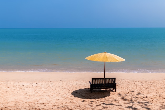 Landscape of a chair and beach umbrella on the beach