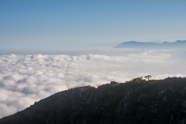 Landscape of Chiang Dao mountain with cloud in Chiangmai, Thailand.