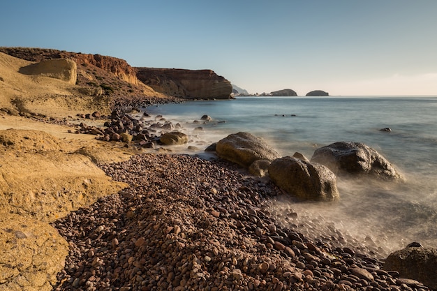 Landscape on the coast of Escullos. Natural Park of Cabo de Gata. Spain.