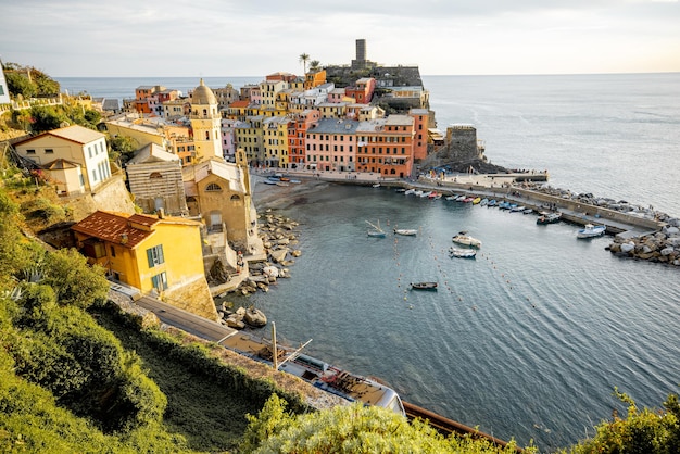 Landscape of coastline with vernazza village in italy