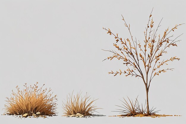 Photo landscape dry bush grass isolated on transparent background