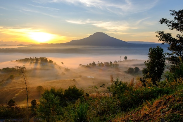 Landscape fog in morning sunrise at Khao Takhian Ngo View Point at Khaokho PhetchabunThailand