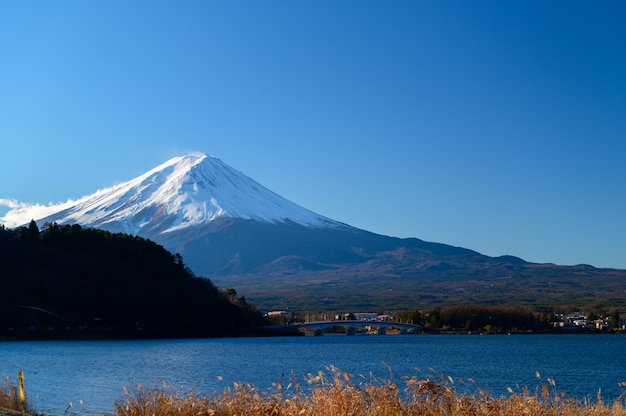 Landscape of Fuji Mountain at Lake Kawaguchiko 