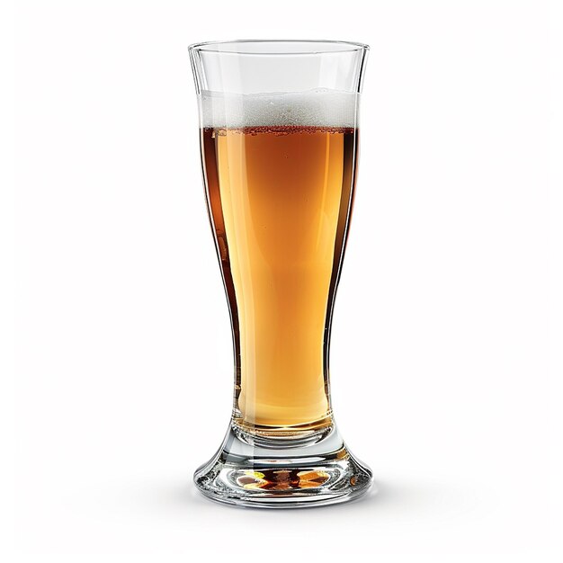 Photo landscape of a full glass of beer with foam on top isolated on a white background