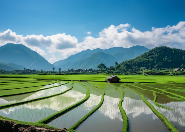 Landscape Green fresh rice field