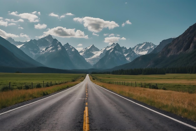 A landscape of a highway in the mountainous area with a breathtaking view