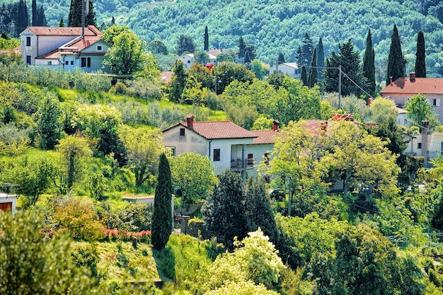 Landscape and houses at Strunjan National Park in Slovenia